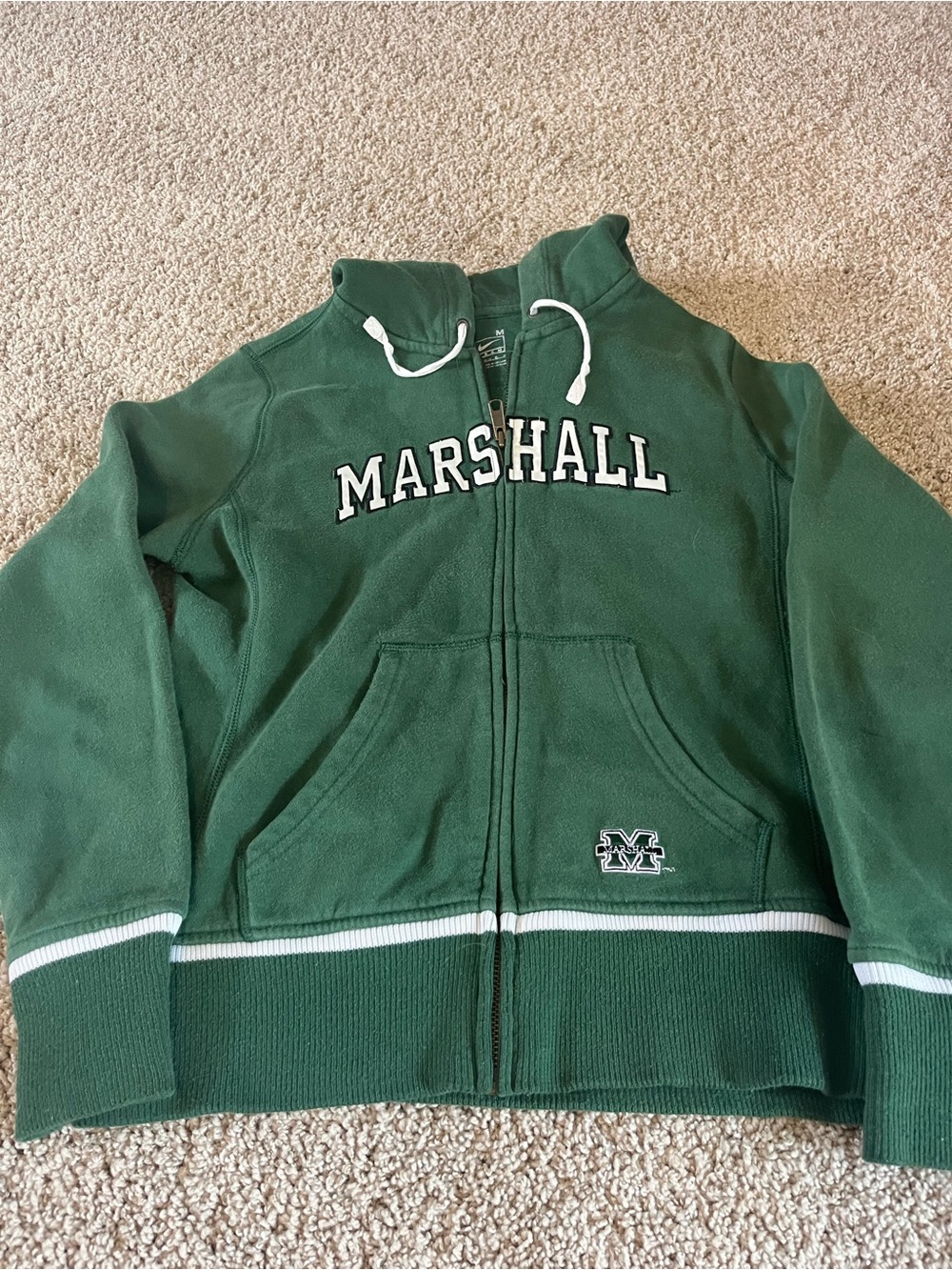 Marshall University  Green Hooded Zip-Front Jacket